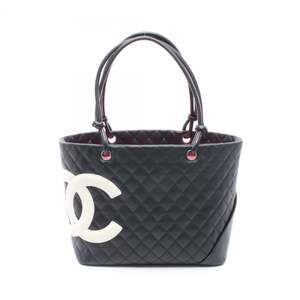 Chanel Cambon Line Large Tote Bag Handbag Leather Women's Black/White A25169